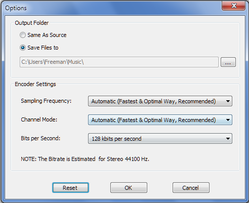 Set Output Options